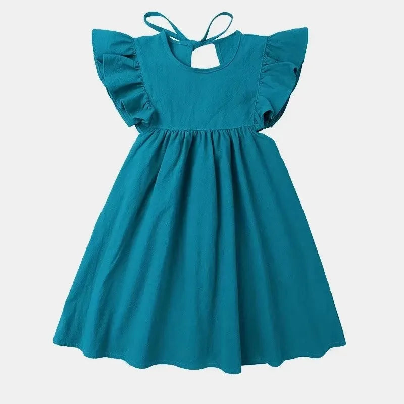 Baby Dresses Linen Cotton Summer Girls Clothes Ruffles White Princess Dress 1st Birthday Party for 0-6Y Flower Girls Clothing