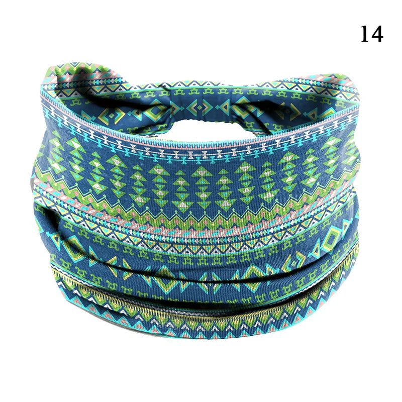 Bohemian Knot Turbans Yoga Elastic Head Wrap Women Fashion Vintage Elastic Hair Band Lady Wide Headbands Female Hair Accessories