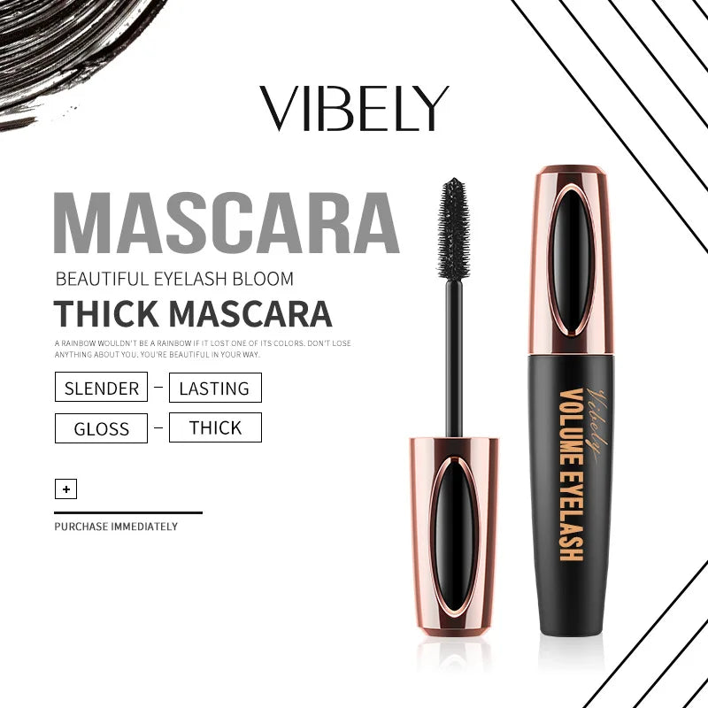 D Volumizing Mascara with Silicone Brush - Waterproof, Smudge Proof for Lengthening & Curling Lashes, Long Lasting Wear