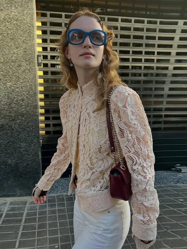 White Lace Cheongsam Style Top Sleeveless Frog Button Sheer Blouse 2026 Summer Fashion Elegant Casual Chic Streetwear Women Item
