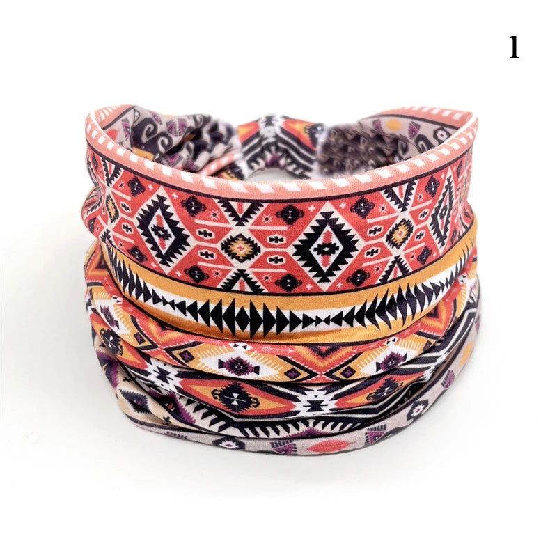 Bohemian Knot Turbans Yoga Elastic Head Wrap Women Fashion Vintage Elastic Hair Band Lady Wide Headbands Female Hair Accessories
