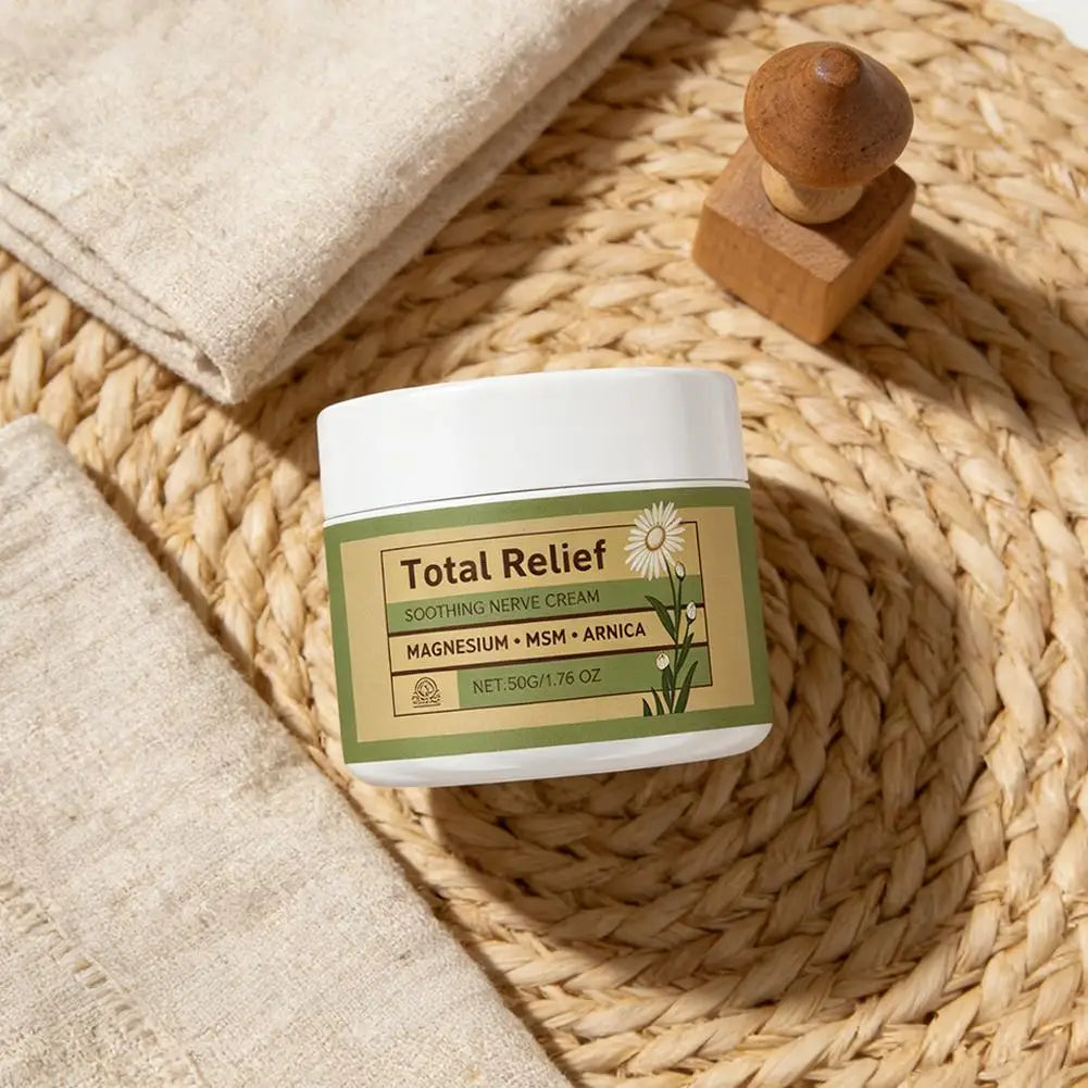 Total Relief Soothing Nerve Cream - 50g Magnesium MSM Arnica Body Butter, Gentle Plant-Based Moisturizer for Daily Skin Care