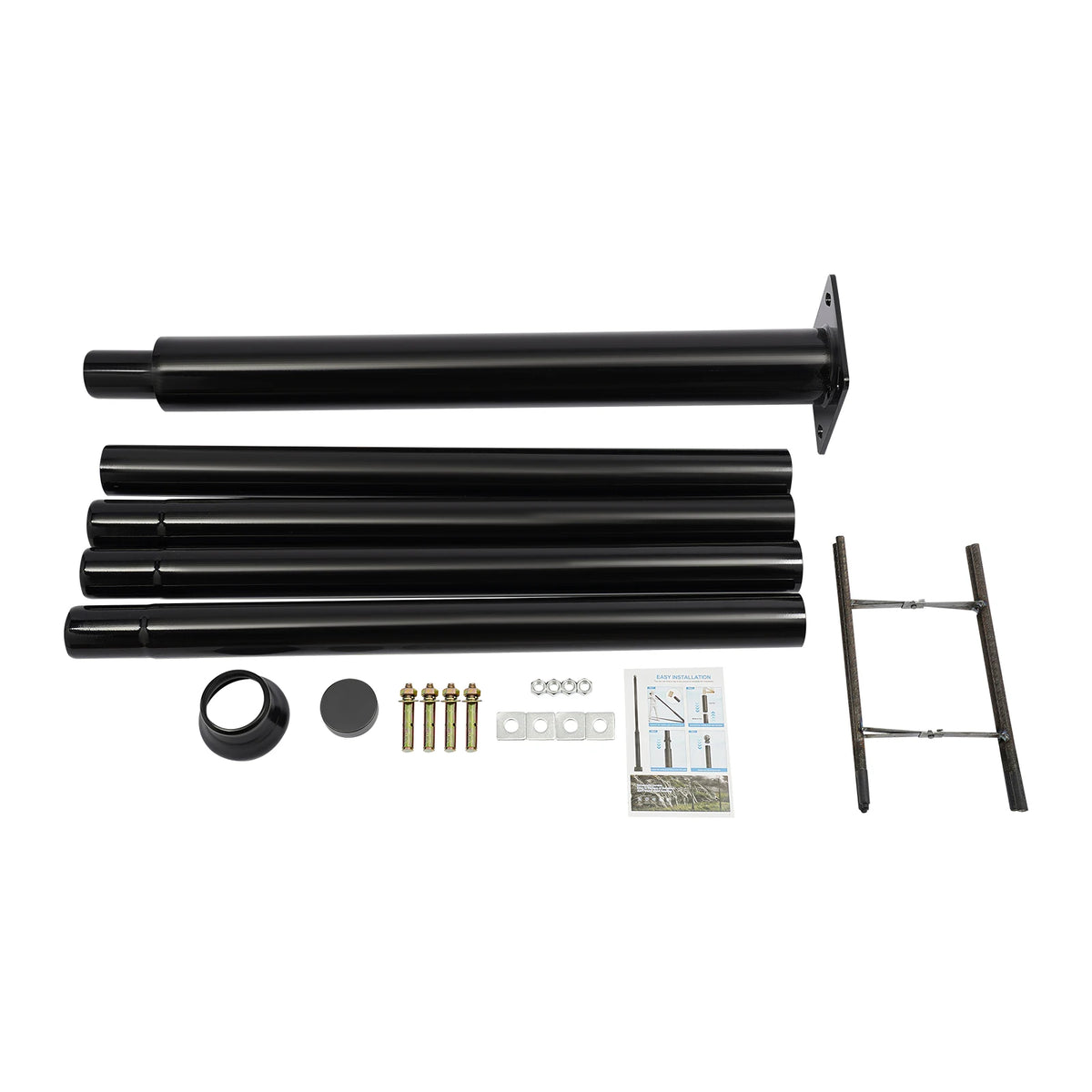 Street Light Pole, Street Lamp Post, Split Street Lamp Post, 5m Tall Outdoor Iron Pole, Galvanized Baking Paint Black, Floor Mounted, Load Capacity 100kg, for Solar Light Garden Light Surveillance Camera, Street Yard Parking
