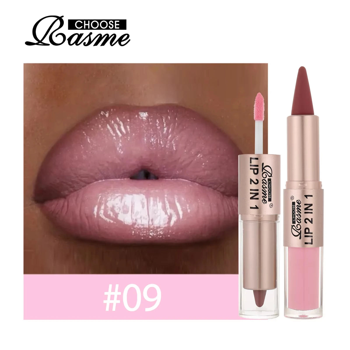 2 in 1 Dual End Matte Lip Liner Pencil & Shiny Mirror Lip Gloss Waterproof Long Lasting Lip Cosmetics for Smooth Application