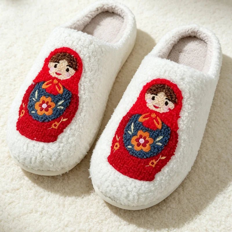 2024 Autumn Winter Family Fashion Slippers Women Home Warm Cartoon Flat Sandals Men Cute Non-slip Slides Couples Christmas Shoes