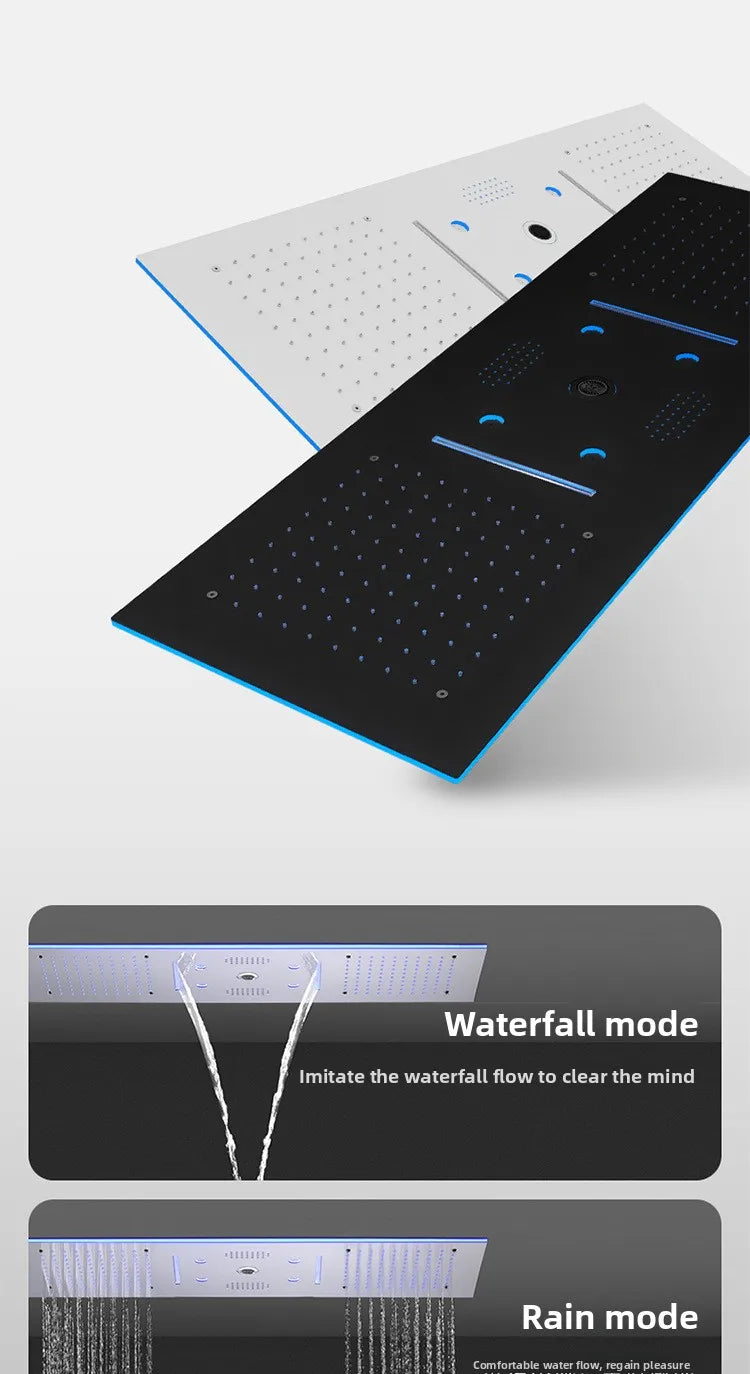 Rainfall LED Bluetooth Shower Set with Digital Display and Thermostatic Control All Brass Buttons