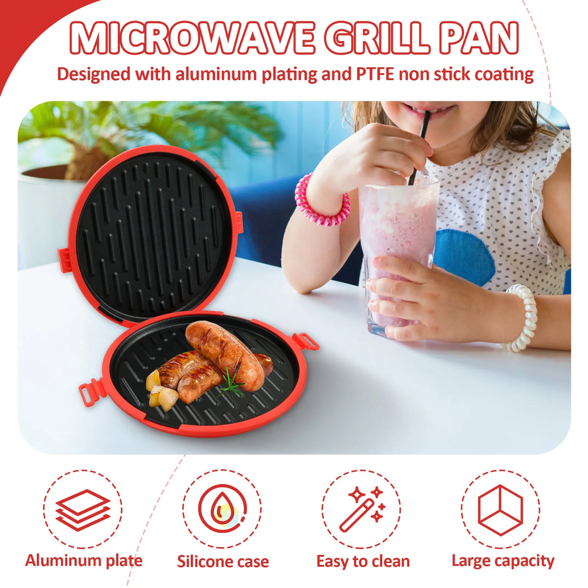 Microwave Sandwich Maker Microwave Grill Pan with Silicone Anti Scald Sleeve Microwaves Bacon Cooker Cookware Kitchen  Accessory