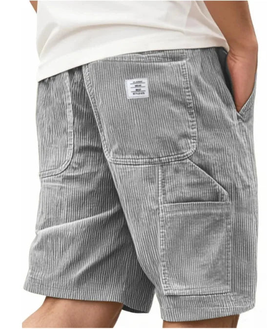 2026 European & American New Style Men's Corduroy Shorts, Multi-pocket Embroidered Logo Retro Cargo Casual Shorts