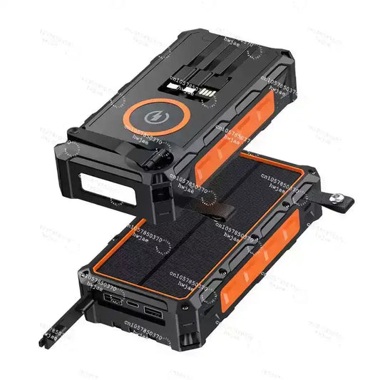 Hand Crank Solar Power Bank 20000mAh with 4 Solar Panel Wireless Charger Powerbank for iPhone 15  Xiaomi Poverbank
