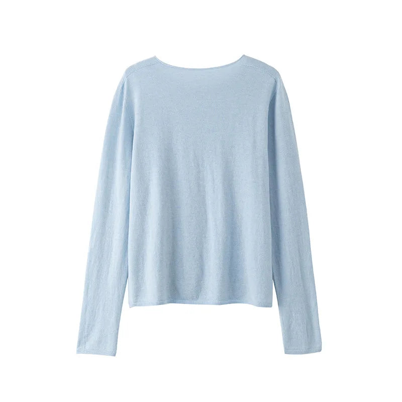 SuyaDream, Women Wool Pullovers, 5%Cashmere 92%Wool, Soft Cozy Sweaters, 2025 Fall Winter Basic Solid Knit Top