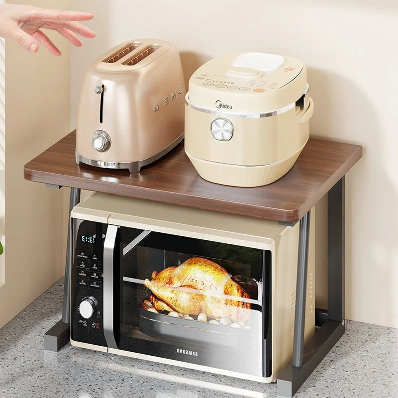 Microwave Oven Rack Kitchen Countertop Storage Shelf Wood Metal Stand for Microwave Toaster Pot Organizer Kitchen Organizer
