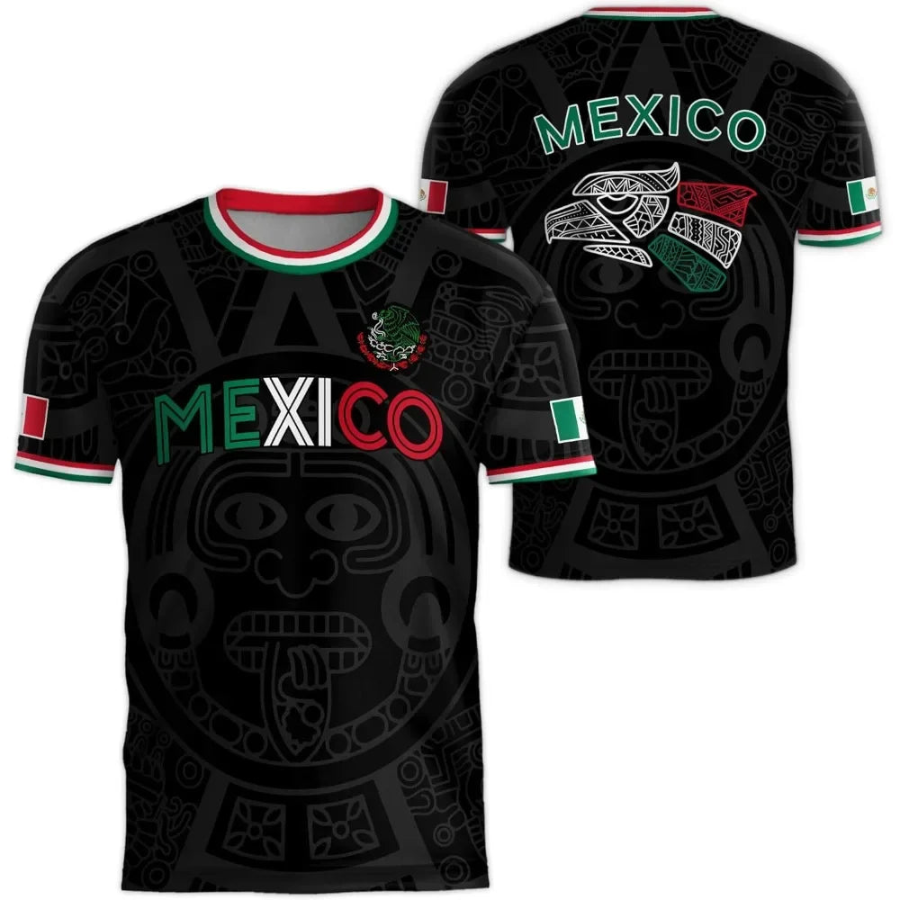 MEXICO Flag 3D Print Sports Quick-dry Breathable Men T-shirt Outdoor Football Jersey Team Fan Parent-child Short Sleeve Clothing