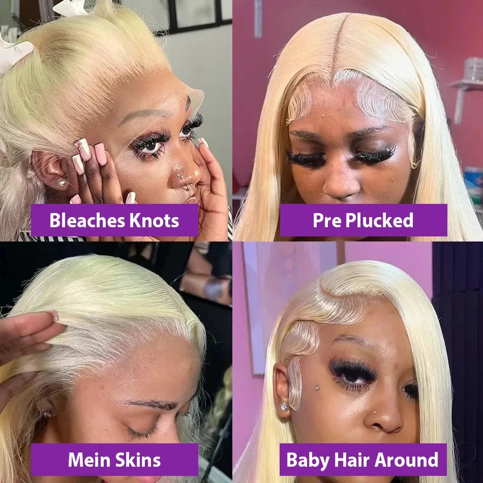 250 Density 30 40 Inch 613 Honey Blonde 13x4 Lace Front Human Hair Wigs Bone Straight 13x6 HD 13x6 Lace Frontal Human Hair