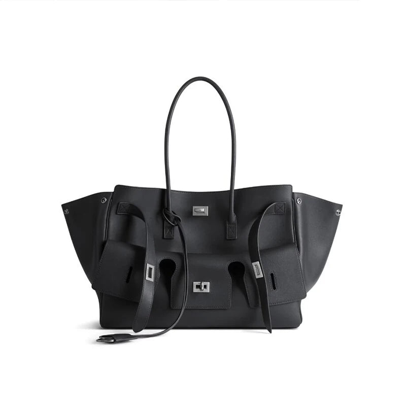 High-quality Soft PU Leather Brand Tote Bag, Lock Design Large-capacity Storage Handbag, Women Commuter Shoulder Bag For Daily