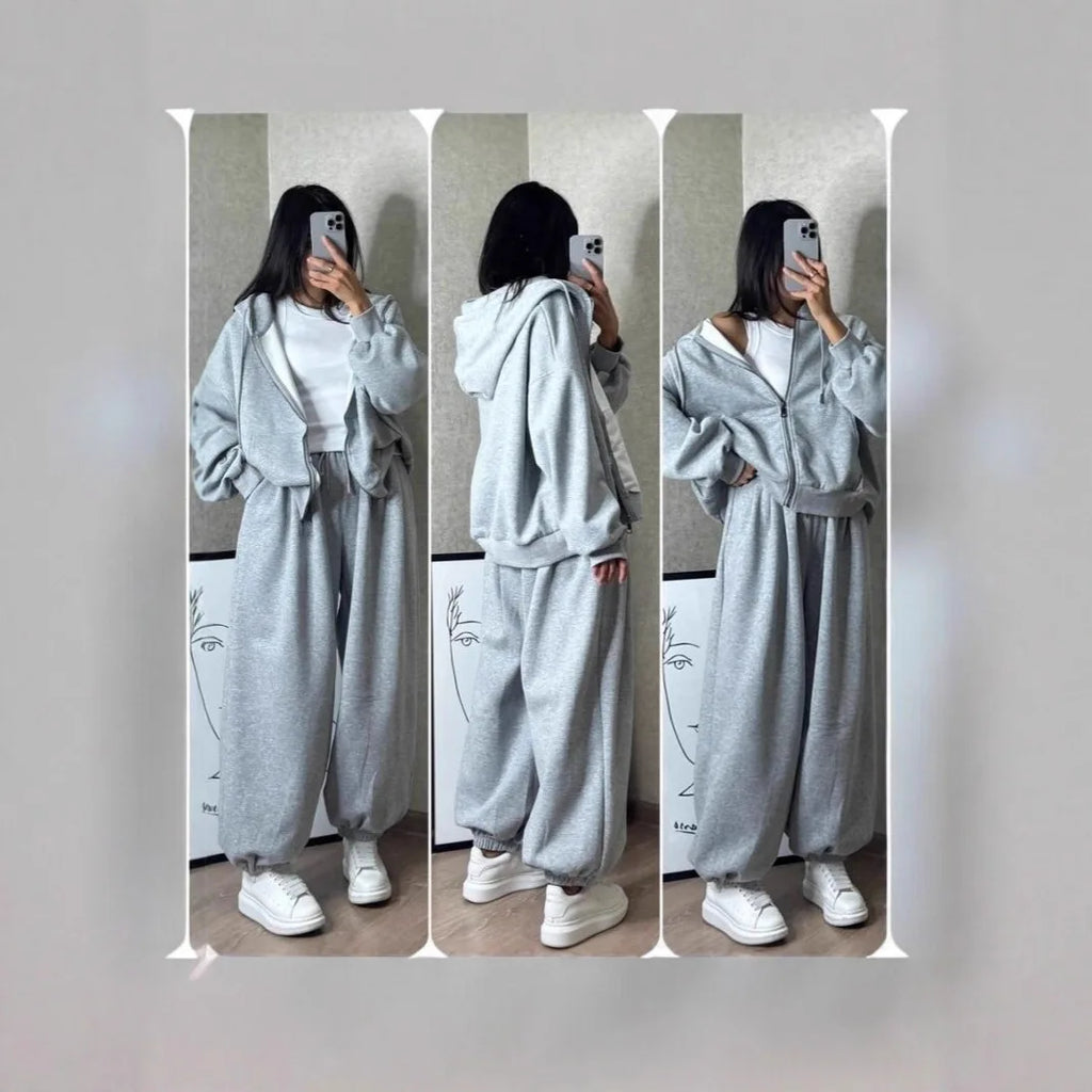 Women's Sports Suit Hooded Sweatshirt Tie Up Pants Two Piece Set Street Style Long Sleeve Solid Color Spring Fashion Outfit