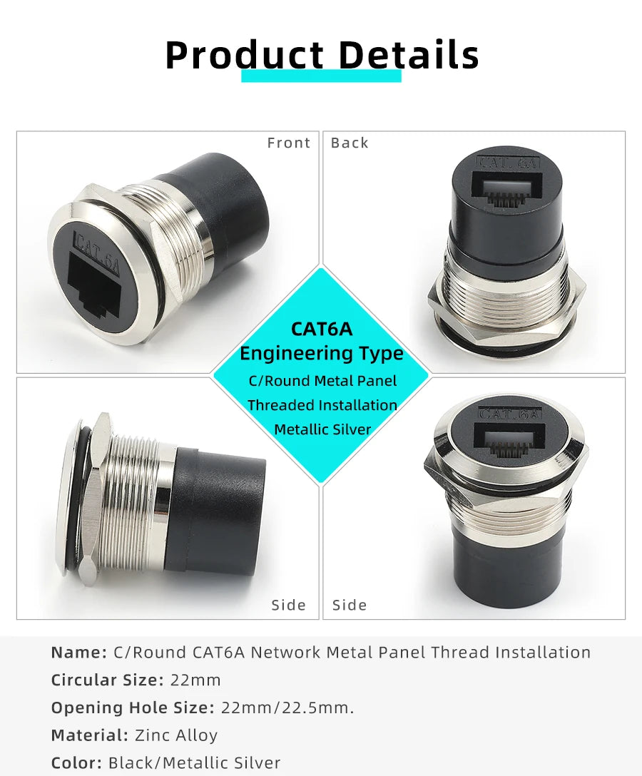 AVSSZ CAT6A CAT6 RJ45 Network Cable Connectors Metal Data Signal Adapter Computer Data Module Mounting Size 22m