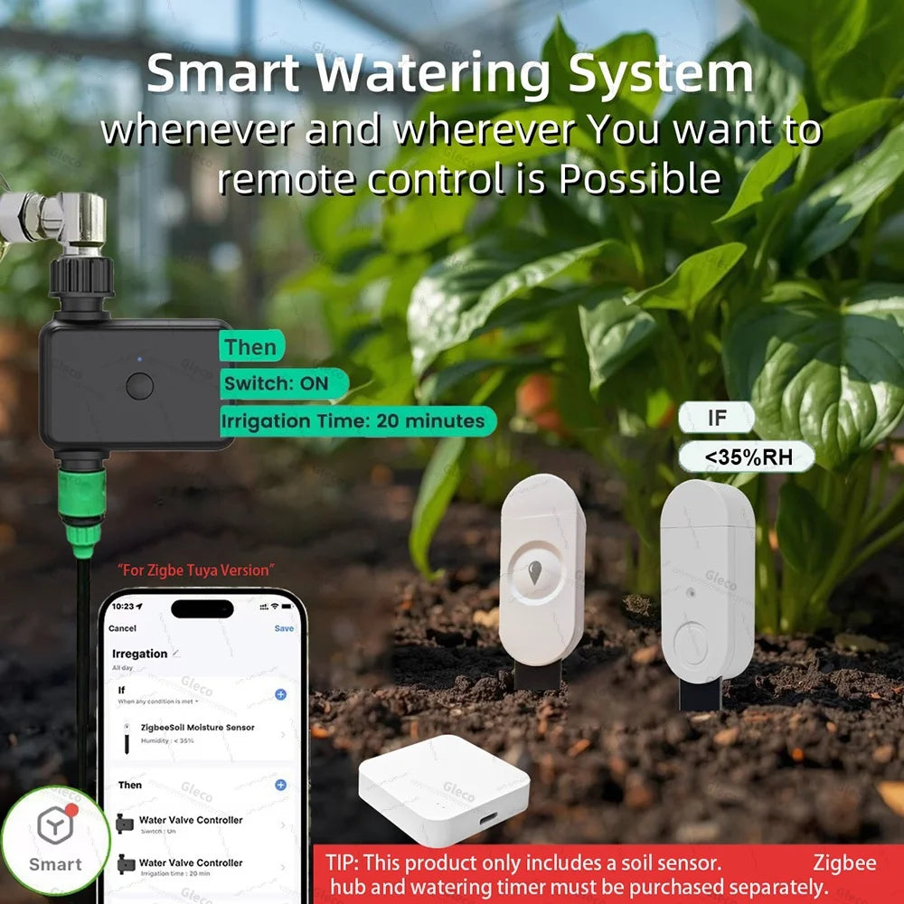 Zigbee Soil Sensor Moisture Temperature Humidity Meter Fertility Light Tester For Tuya Smart Life Z2M Home Assistant Automation