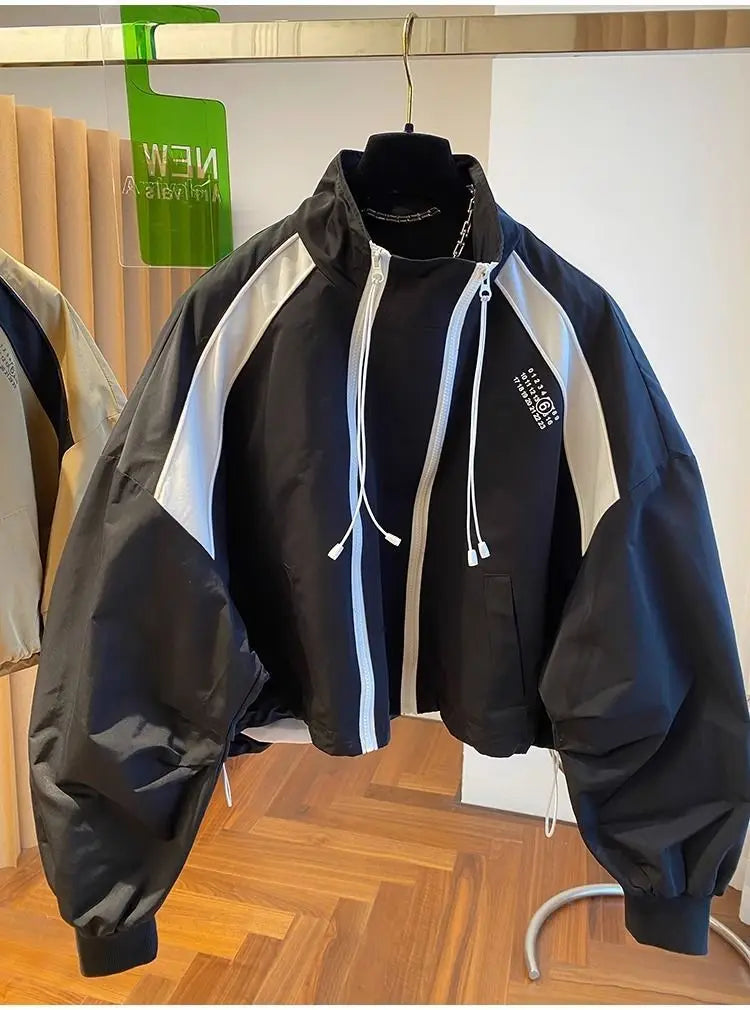 Spring Autumn Zipper Sweatshirt Men Bomber Jacket Cargo Coat Windbreaker Long Sleeve Outdoor Outerwear Black Men Clothing New