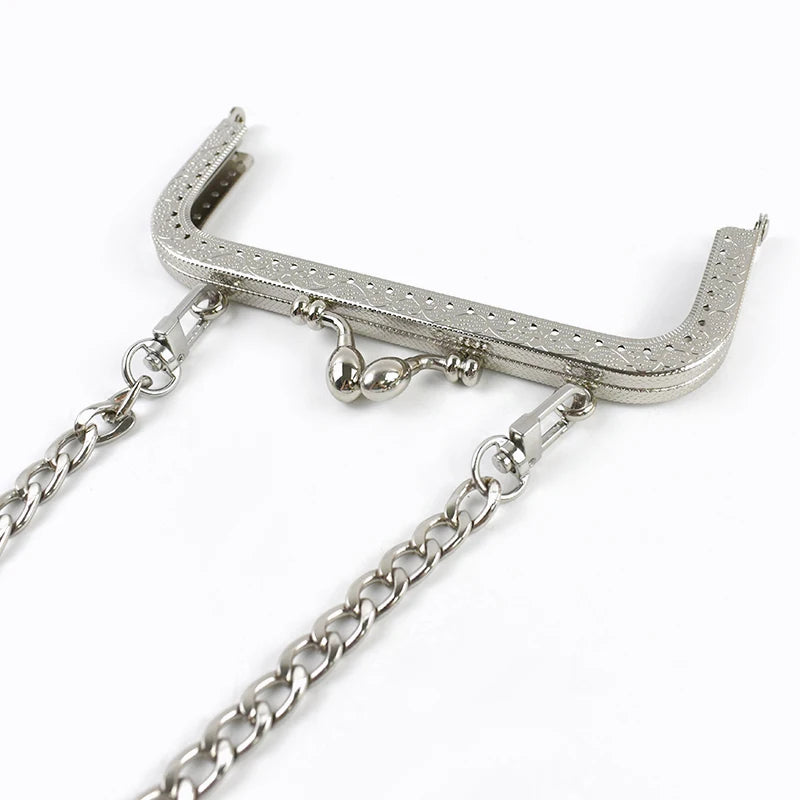 1/2/5Pcs Silver Embossed Metal Purse Frame Kiss Clasp  8.5-20cm Bag Handle for Handbag Wallet WovenBag DIY Handmade Accessories