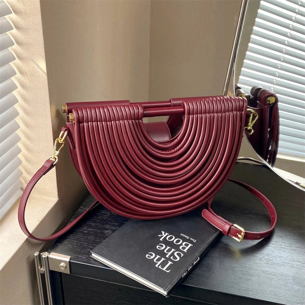 Luxury Evening Clutch Purses For Women 2026 Golden Noodle Half Moon Crossbody Bag Wedding Dinner Party Luxury Designer Handbags