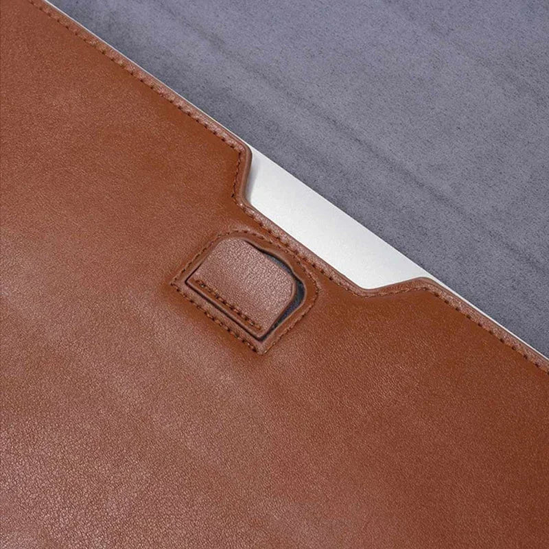 Textured PU Leather Flip Laptop Sleeve for 11–16-Inch Laptops