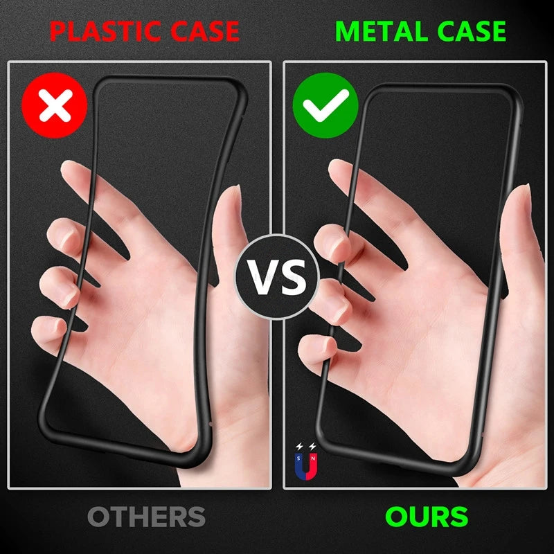 Magnetic Tempered Glass Privacy Metal Case For iphone 18 17 16 15 14 13 12 XR 11 ProMAX 16 E 360 Magnet Antispy Protective Cover