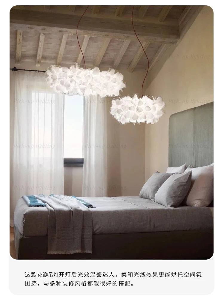 Nordic flower Petal Ceiling Chandelier Mama Non Mama Suspension lamp for Living Room Bedroom Restaurant art colorful cloud lamp