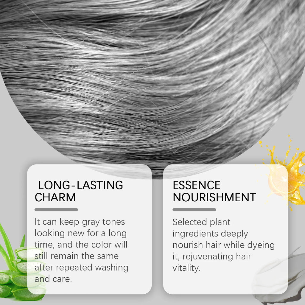 Gray Color Hair Dye Cream Unisex Smoky Silver Punk Style Light Color Metallic Permanent Nourish Natural Trendy Beauty Hair Care