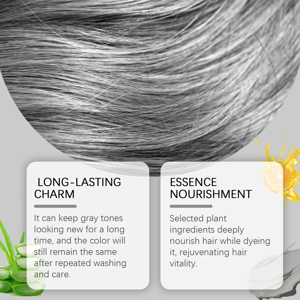 Gray Color Hair Dye Cream Unisex Smoky Silver Punk Style Light Color Metallic Permanent Nourish Natural Trendy Beauty Hair Care