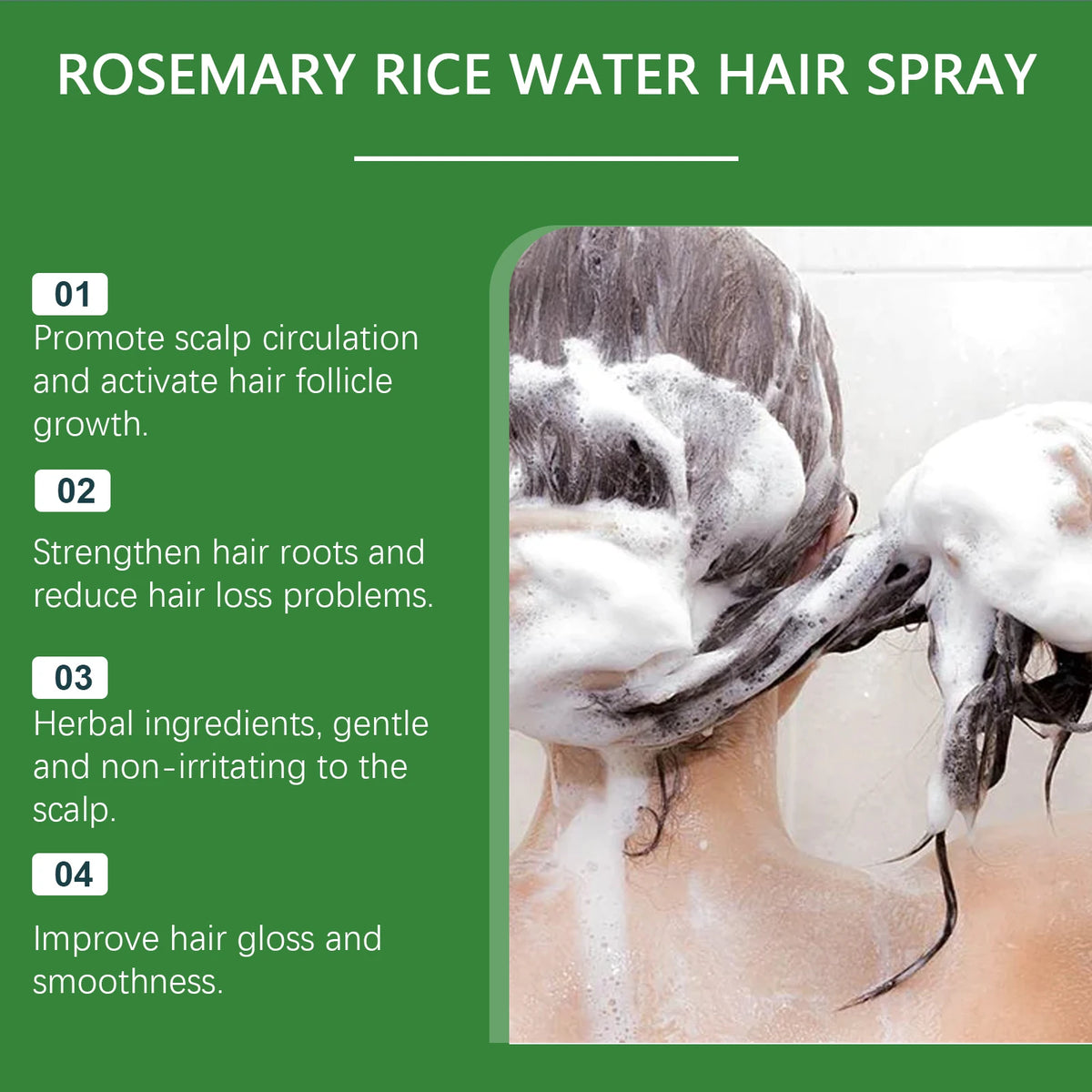 Rosemary Rice Water Hair Growth Spray – Korean Scalp Nourishing & Hydrating Treatment for Thinning Dry Frizzy Hair Care 100ml