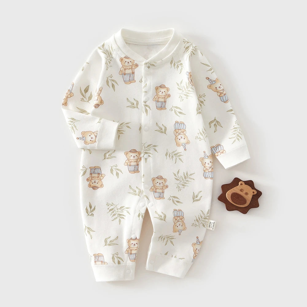AYNIGIELL Spring Autumn 0-12Months Baby Rompers Newborn Girls Boys 100%Cotton Clothes of Long Seeve Infant Clothing Pajamas