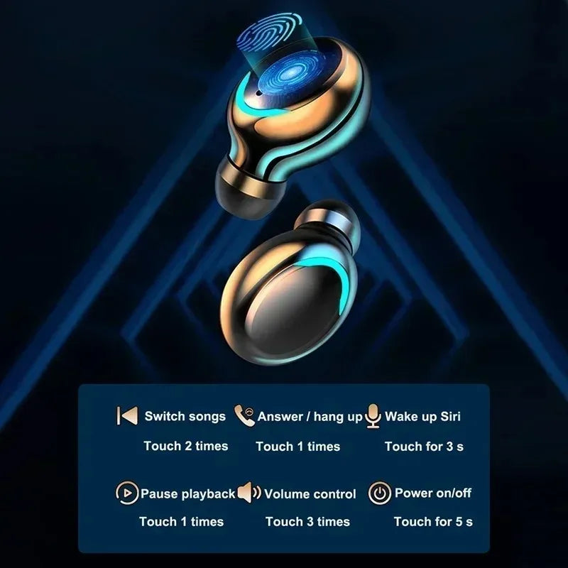 TWS Wireless Earbuds with Bluetooth, LED Display & Microphone