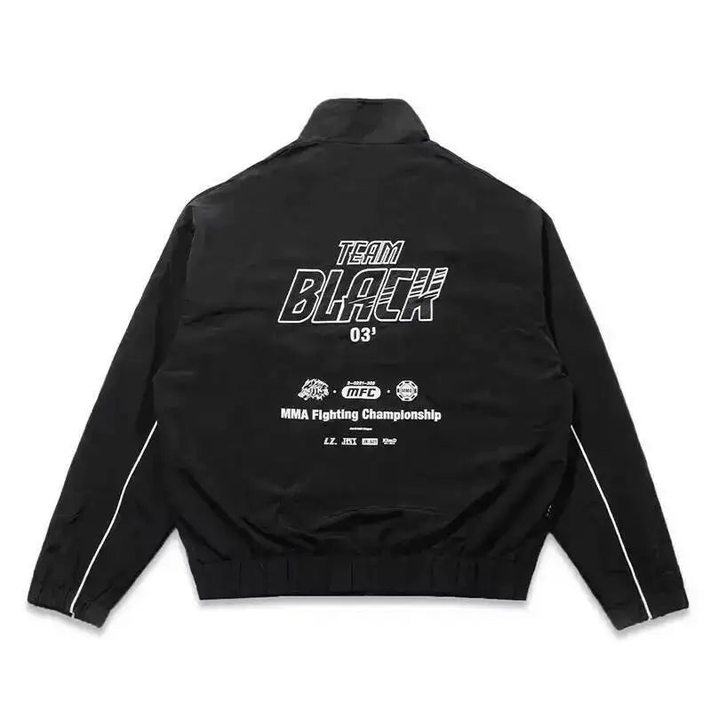 Korean Manhwa Jinx Team Black Windbreaker Jacket Men Women Sports Coat Loose Track Activewear Joo Jaekyung Y2K Coat Unisex