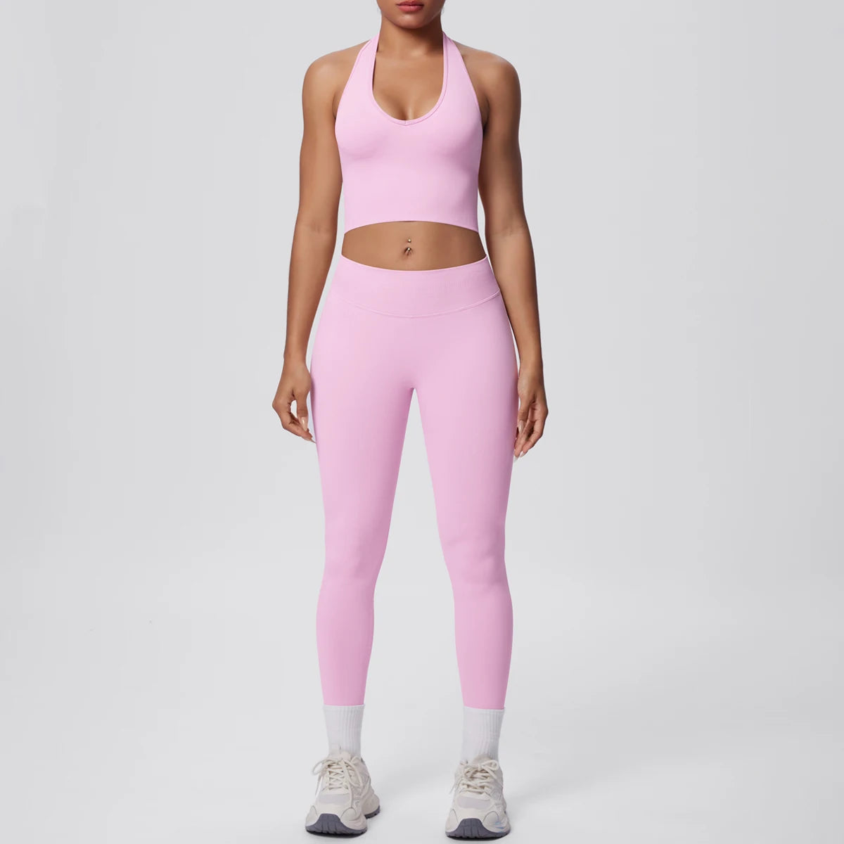 Rooftrellen 2PCS/set Women Gym Sports Yoga Set Breathable Shockproof Workout Top Backless Bra Push Up Fitness Pants Yoga Set