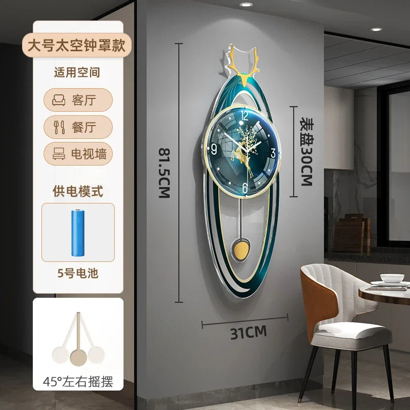 European Illuminated Clock Unique Nordic Pendulum Silent Luxury Wall Clock Aesthetic Modern Design Reloj De Pared Wall Decor