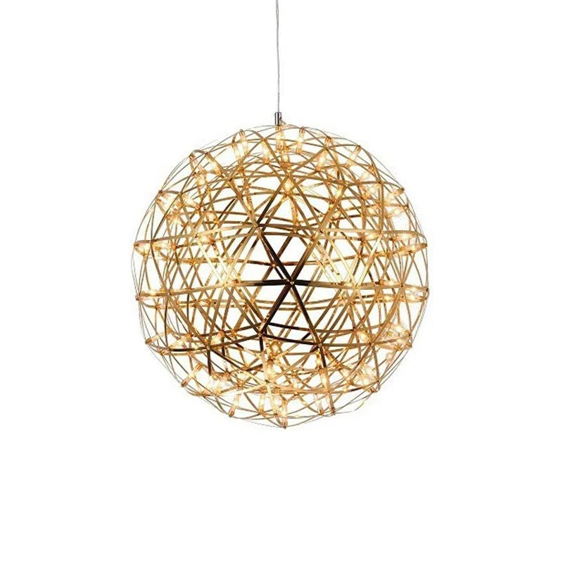 Modern Stainless Steel Spark Ball LED Pendant Light Dimmable Firework Dandelion Chandelier Loft Bar Bedroom Living Room Decor