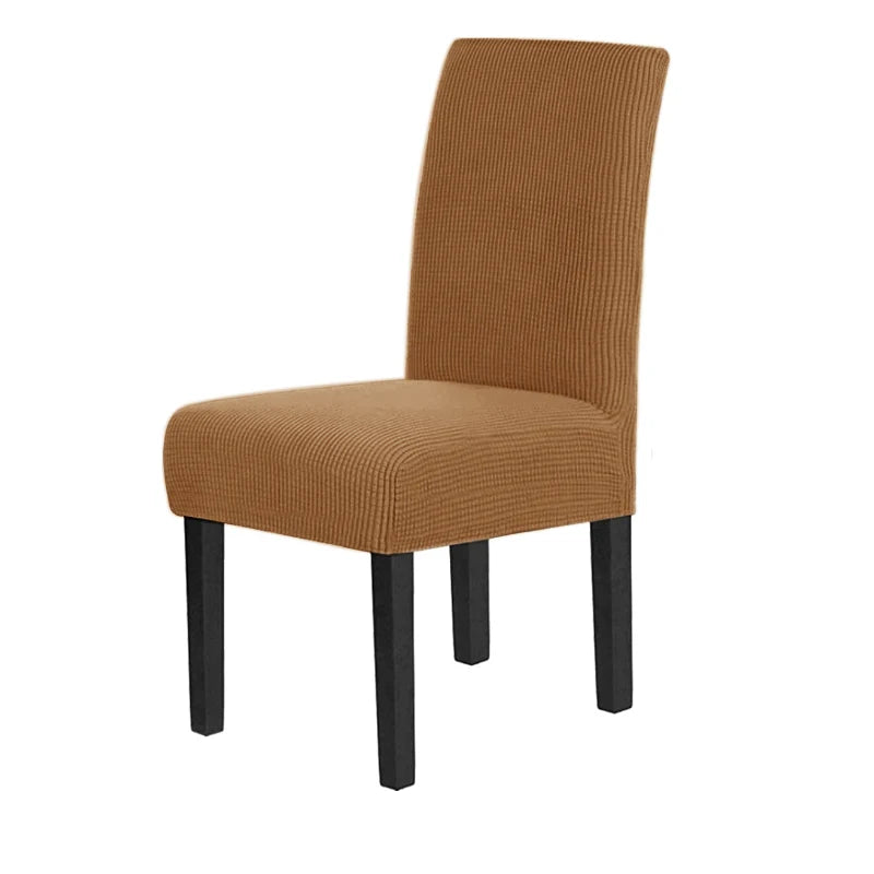Stretch Dining Chair Covers Feature Textured Checked Jacquard Fabric Parsons Chair Slipcover Thick Chair Protectors