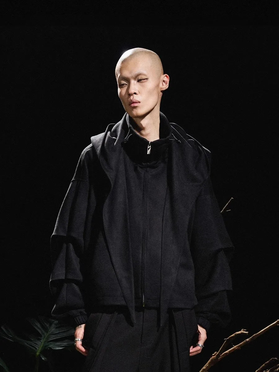 Mauroicardi Spring Autumn Cool Handsome Short Oversized Soft Black Faux Suede Jacket Men with Hood  Luxury Designer Clothes 2025