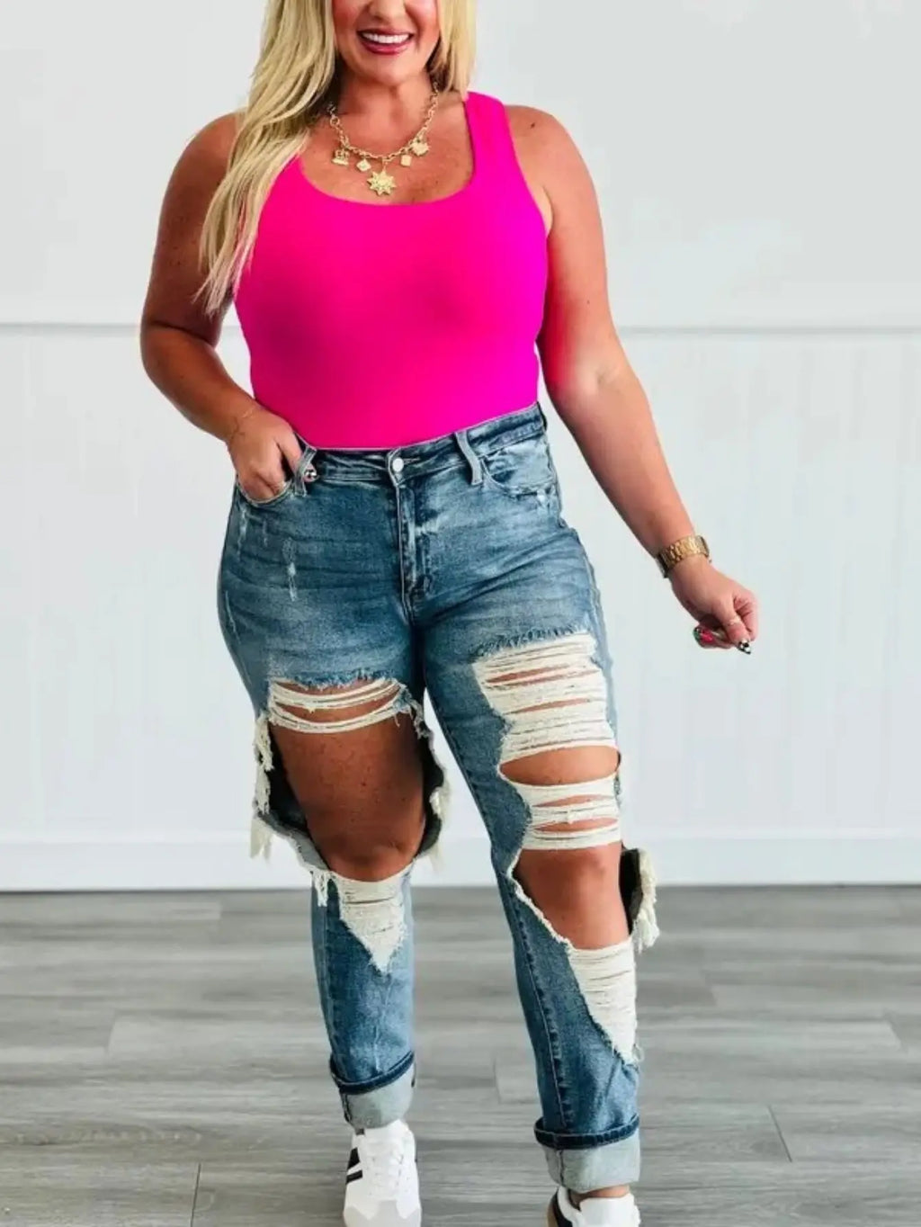 【HME】Jeans | Women Heavy Ripped Distressed Denim Pants, High Waist Straight Leg Boyfriend Denim, Vintage Light Wash Frayed Hem, Loose Fit Casual Denim Pants For Summer Street Daily Wear