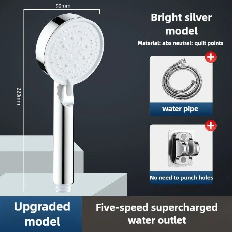 Black 5 Modes Shower Head Adjustable High Pressure Water Saving Shower Head Water Massage Shower Head Bathroom Accessories
