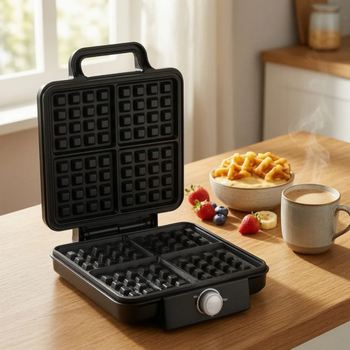 Electric Waffle Maker Nonstick Waffle Maker with Non-Stick Plates for Breakfast, Brunch