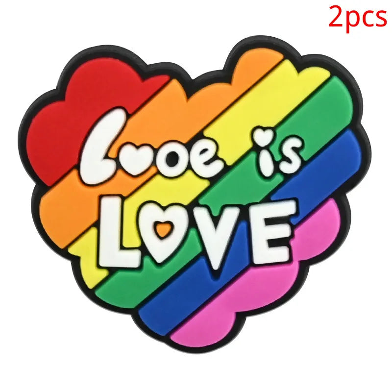 New rainbow shoe charm hole shoe accessories DIY shoe accessories PVC soft rubber shoe buckle jewelry spot wholesale