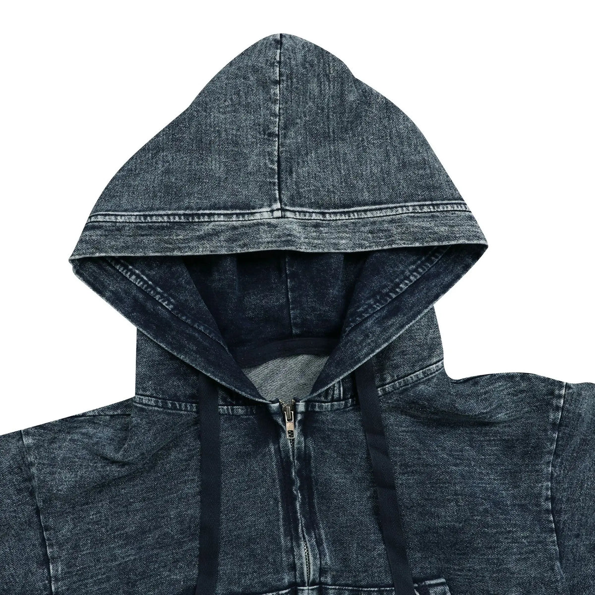 FAGADOER Fashion Denim 2 Pieces Set for Woman Wash Long Sleeve Hooded Crop Top and Pleated Skirts Matching Suits Streetwear New