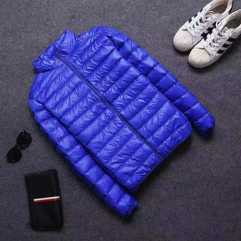 New Autumn and Winter Zipper Cotton-Padded Clothes Jacket Men's Fashion Hooded Super Light Warm Slim Coat Jacket Men's Coat