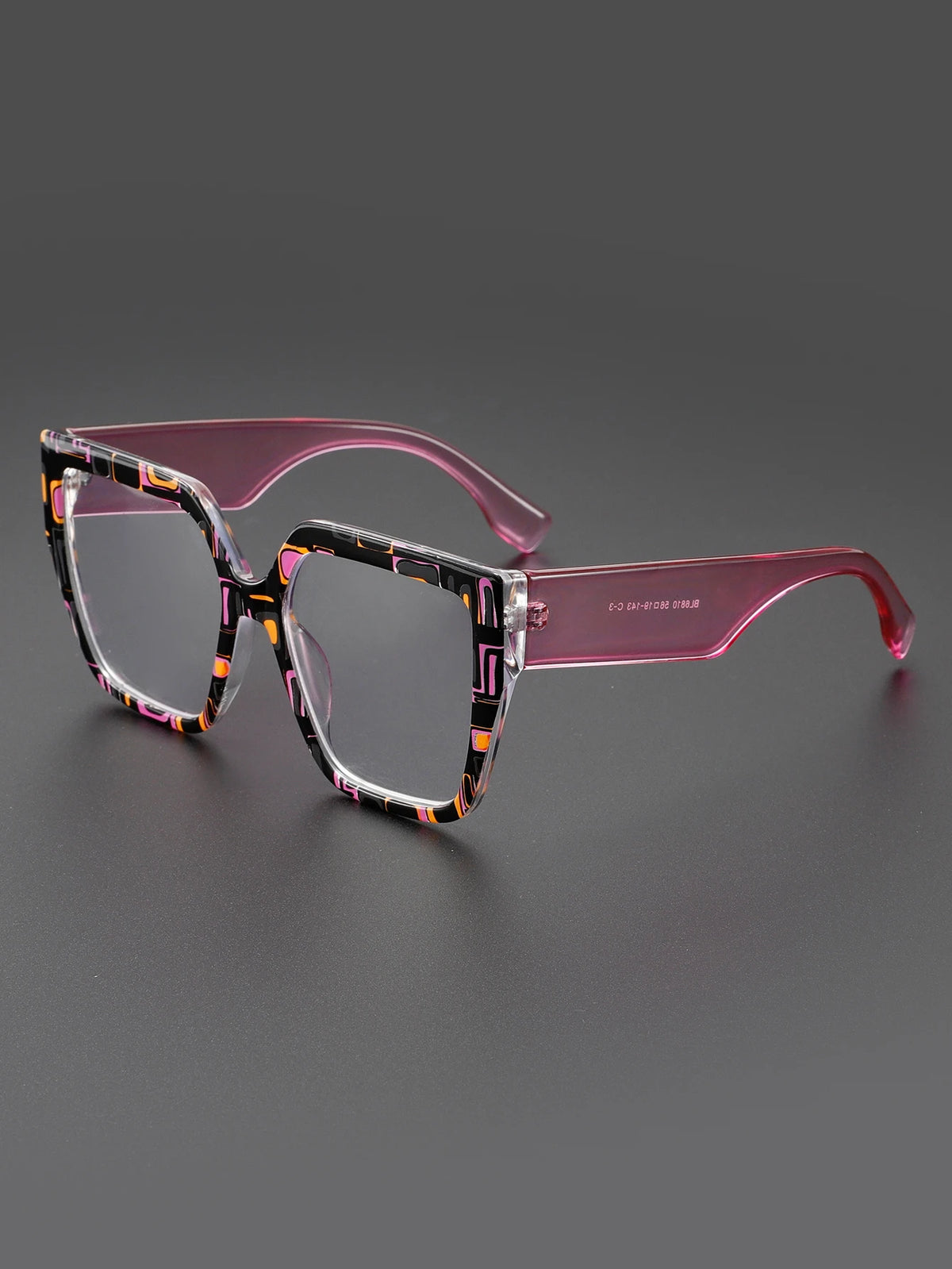 Classic Striped Personality Cat-Eye Square Frame for Women, Textured Anti-Blue Light Glasses Frame, Women's Bohemian Style Commuter and Street Style Decorative Glasses, Suitable for Office, Computer, and Gaming Use