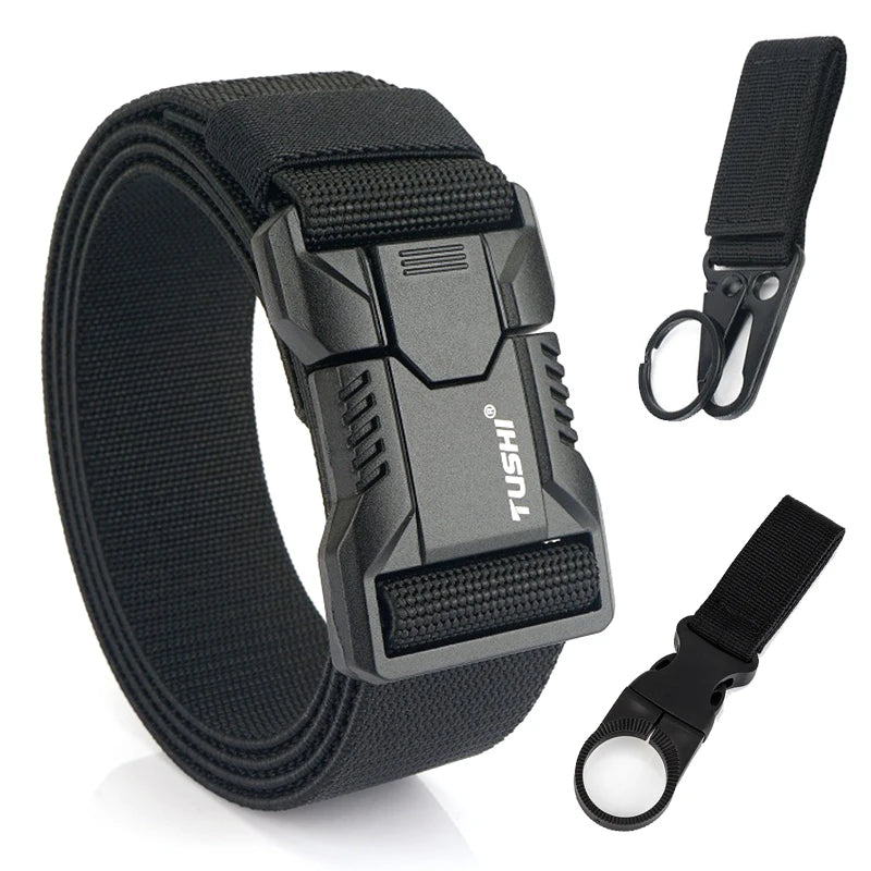VATLTY New Tactical Outdoor Belt for Men and Women Aluminum Alloy Buckle Quick Release Elastic Belt Casual Belt Jeans Waistband