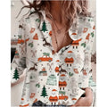 New Christmas Style Womens Long Sleeve Shirts Fashion Street Clothing Autumn Tops Christmas Santa Claus Snowman Shirts Ladies