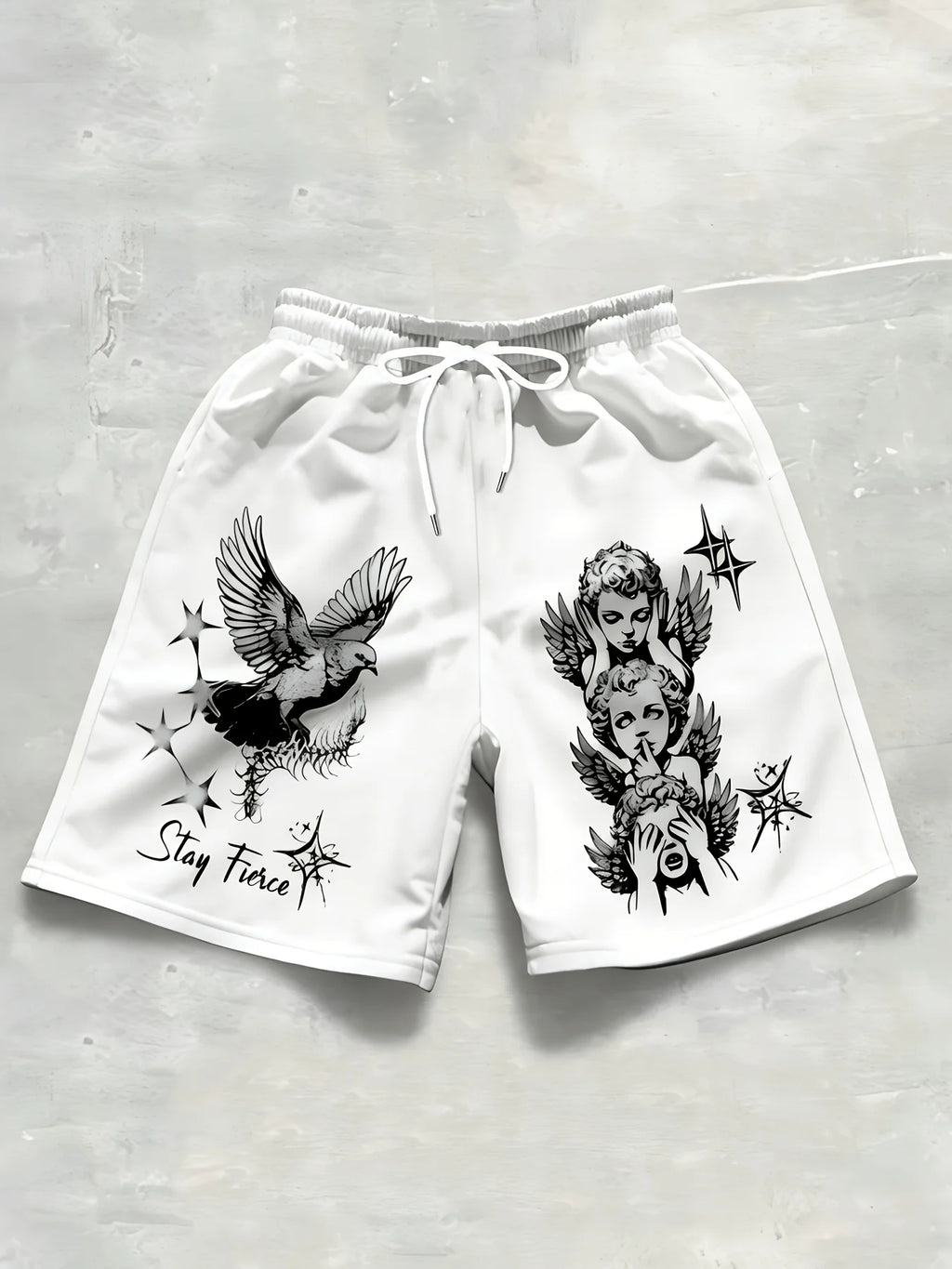 2026 Summer Best-selling Men's Short Pants Casual Sports Fashion Comfortable Soft Breathable Simple Angel Pattern Print