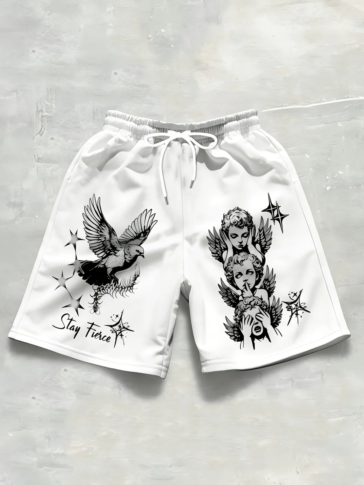 2026 Summer Best-selling Men's Short Pants Casual Sports Fashion Comfortable Soft Breathable Simple Angel Pattern Print