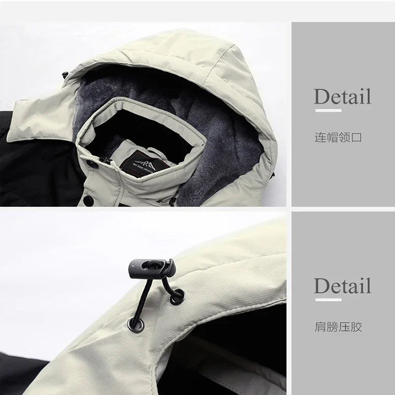 Men's Casual Warm Jackets Mens Plus Velvet Thickening Hooded Coats Ski Suit Coat Winter Jacket Men Parka 6XL 7XL 8XL Jacket